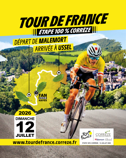 Visuel représentant une étape du Tour de France avec le maillot jaune en tête